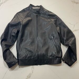 NWOT Carmar Black Leather Zip-Up Jacket w/ Zipper Trim - S (EU 36)